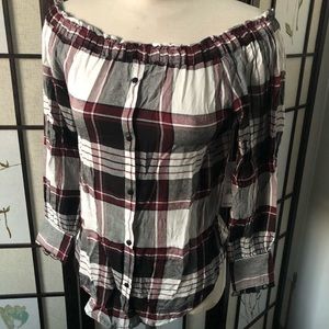 Dex Checkered Small Long Sleeve Top - NWT